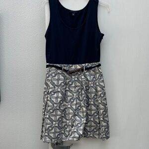 Tommy Hilfiger Navy and White Geometric Mini Dress